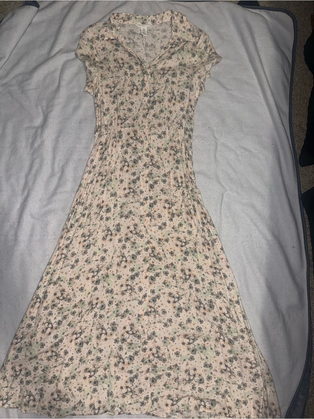H&M Pale Pink Floral Maxi Dress with Green Accents